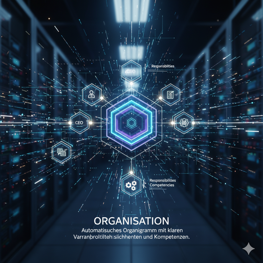 Visuelle Darstellung der Ebene Organisation in QortexEnterprise